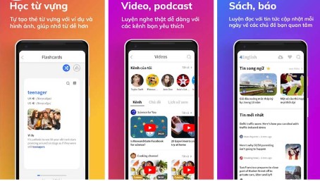 Có rất nhiều tính năng khi áp dụng học qua app tiếng anh